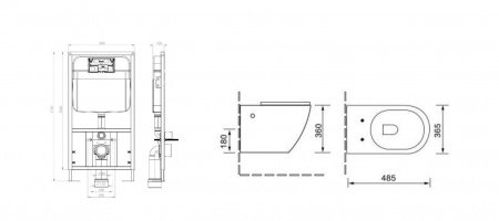 Комплект (инсталляция, унитаз, сиденье, кнопка смыва) SantiLine SL-5018 + SL-01 белый, с сиденьем микролифт