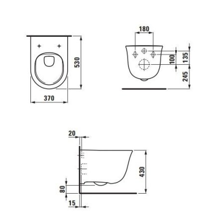 Унитаз подвесной безободковый Laufen New Classic 8.2085.1.400.000.1 без сиденья, с покрытием Clean Coat