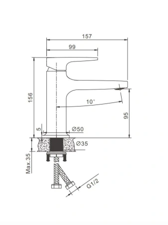 Смеситель для раковины BELZ B10713, хром