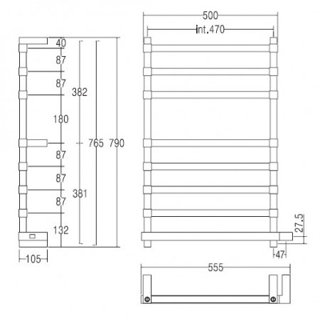 Полотенцесушитель электрический Margaroli Panorama 864-8 8644708CRNB 782х555 хром