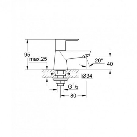 Кран для раковины Grohe Bauedge 20421000 хром