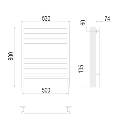Полотенцесушитель электрический Terminus Сицилия П8 50х80 КС 905, черный