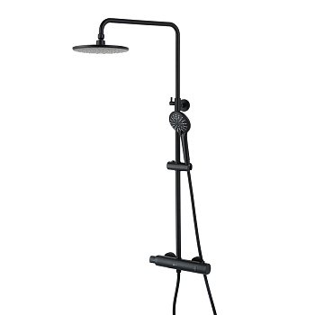 Душевая стойка с термостатом Lemark Bronx LM3770BL черный матовый