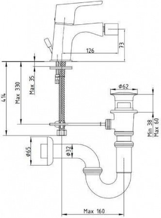 Смеситель для биде E.C.A Luna 102810192EX золото