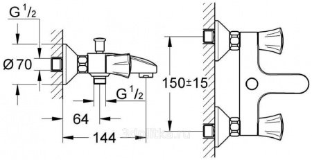 Смеситель для ванны с душем Grohe Costa L 25450001 хром