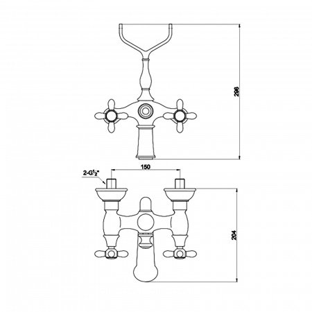 Смеситель для ванны с душем Timo Ritz 0144Y silver cross серебро