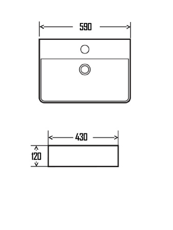 Раковина накладная 59см AQUAme AQM5004 белый