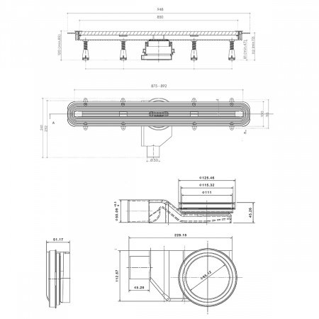 Душевой лоток Pestan Confluo Premium Slim Line 850
