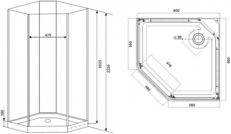 Душевая кабина Timo Ilma ILMA-709 90x90x255 профиль черный матовый, стекло прозрачное