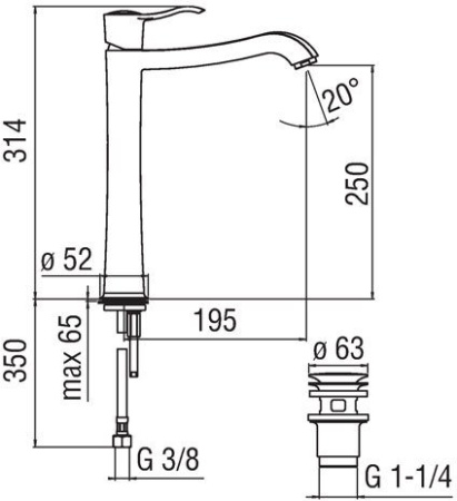 Смеситель для раковины Nobili Sofi SI98128/2CR Хром