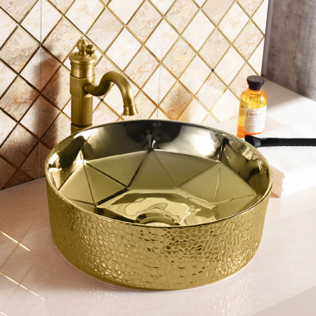 Раковина накладная 41см Point Феникс PN43151GB золото матовое