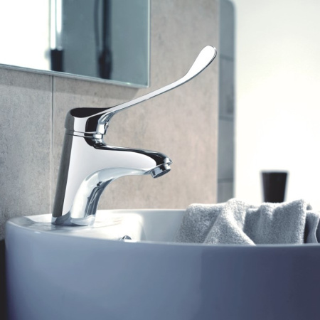 Смеситель для раковины с хирурнической ручкой Haiba HB1054, хром