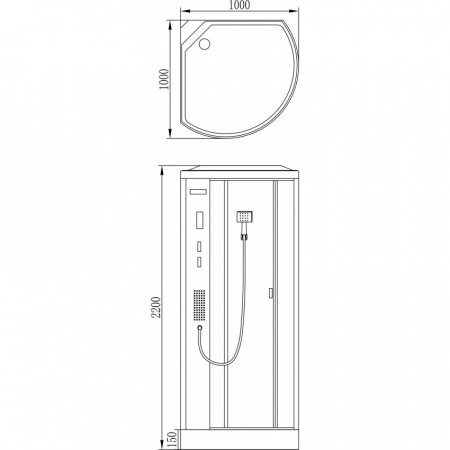 Душевая кабина Orans 1130000 100x100x220 профиль белый, стекло прозрачное