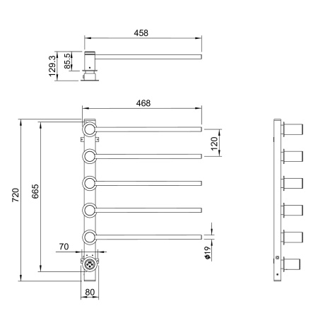 Полотенцесушитель электрический встраиваемый WONZON & WOGHAND HAMBURG, Брашированный никель (WW-AL315-BR)