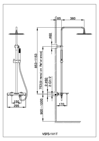 Душевая стойка с термостатом Vincea Vogue VSFS-1V1TCH хром