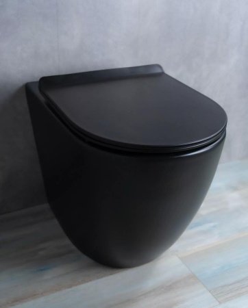 Унитаз приставной безободковый GID TRS-269BM с сиденьем микролифт, черный матовый