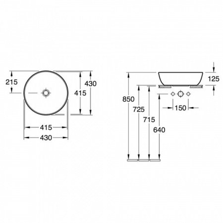 Раковина накладная 43см Villeroy & Boch Artis 417943R1 alpin с покрытием CeramicPlus