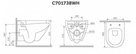 Унитаз AM PM Spirit V2.0 C701738WH подвесной без сиденья