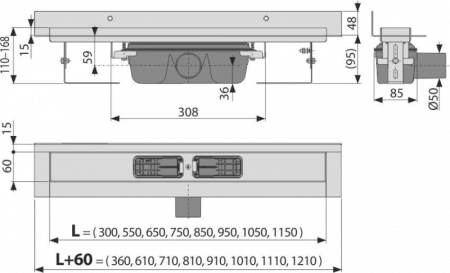 Душевой лоток Alcaplast Wall APZ16-550 без решетки