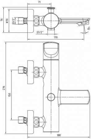 Смеситель для ванны E.C.A Myra 104102470EX белый/хром