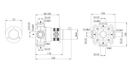 Переключатель для душа на 3 положения Benesque Lumiere 12010704 латунь брашированная
