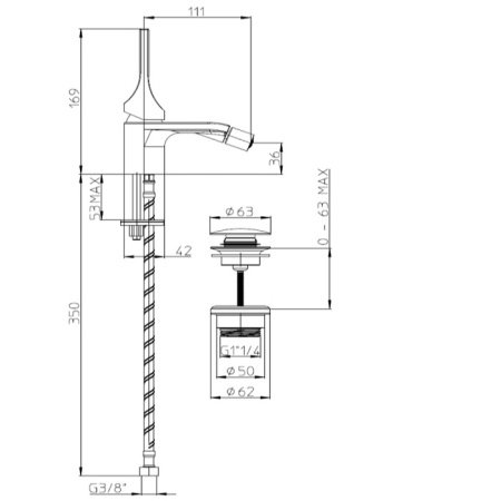 Смеситель для биде Bossini Apice E89601.073 черный матовый