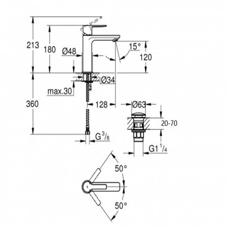 Смеситель для раковины Grohe Lineare 23106DC1 суперсталь