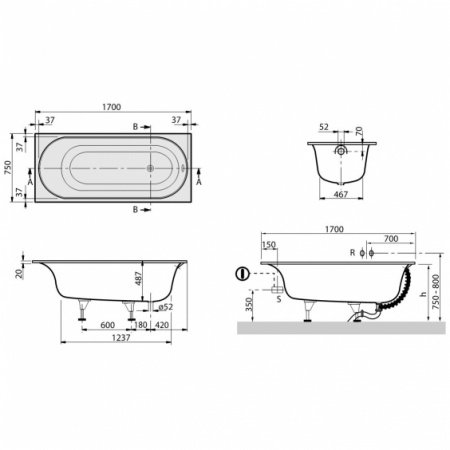 Квариловая ванна Villeroy & Boch Cetus UBQ170CEU2V-01 alpin