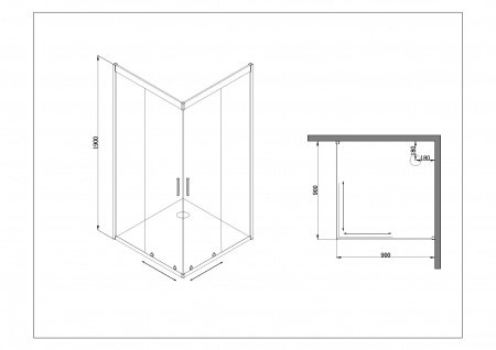 Душевой угол Am.Pm Gem 90x90x190 профиль хром, стекло прозрачное