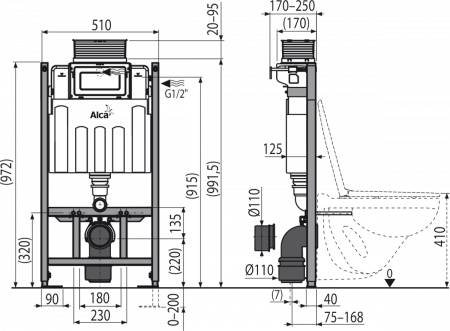 Инсталляция для подвесных унитазов AlcaPlast Sadromodul AM118/1000