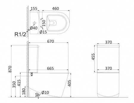 Унитаз-компакт Creo Ceramique Rennes RE1002R+RE1003+RE1001T(UF3010/BU209Q) белый