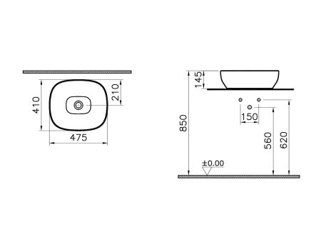 Раковина накладная 47см Vitra Outline 5994B403-0016 белый