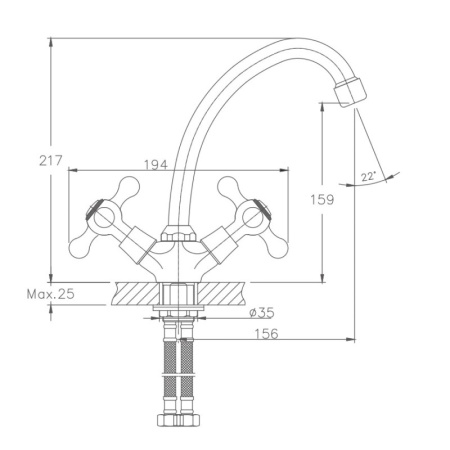 Смеситель для кухни Haiba HB4908, хром