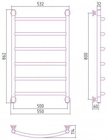 Полотенцесушитель водяной Сунержа Галант+ 80х50 черный матовый