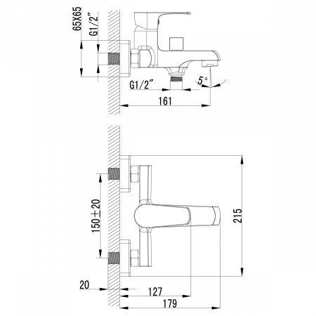 Смеситель для ванны с душем Lemark Plus Factor LM1612C хром