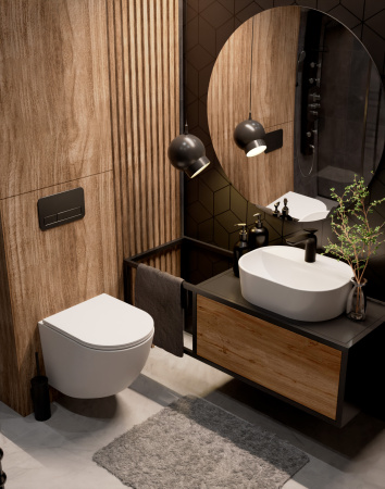 Унитаз подвесной безободковый AQUAme AQM2002MW белый матовый, с сиденьем микролифт