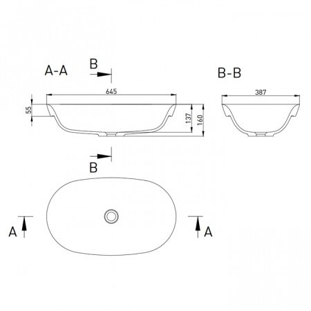 Раковина накладная 64.5см Salini Marea 1802201M белый матовый