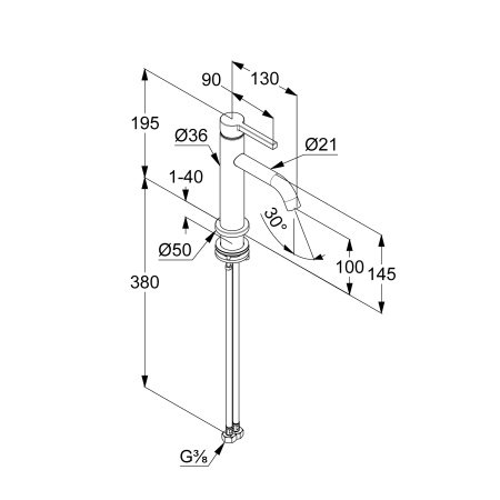 Смеситель для раковины Kludi Nova Fonte 200263915 черный матовый
