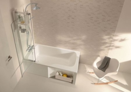 Шторка на ванну Jacob Delafon Bain Douche Malice 95x150 Хром стекло прозрачное