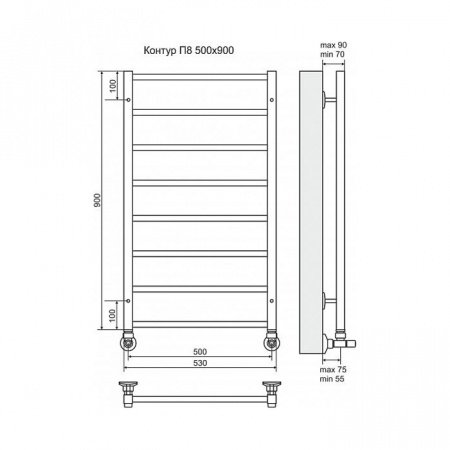 Полотенцесушитель водяной Terminus Контур П8 500x900