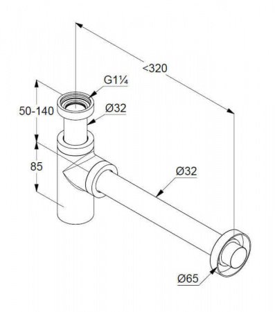 Сифон для раковины Kludi 1002039-00 черный матовый