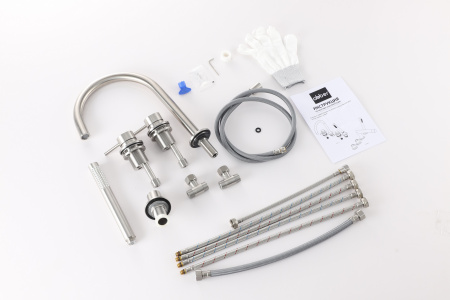 Смеситель ABBER Wasser Kreis 316 AF8113BST на борт ванны, сталь брашированная