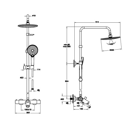 Душевая стойка с термостатом VitrA AquaHeat Joy 220B A47208EXP хром