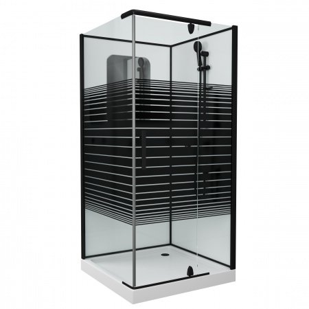 Душевая кабина Grossman GR270QR 100x100x205 профиль черный, стекло прозрачное с узором