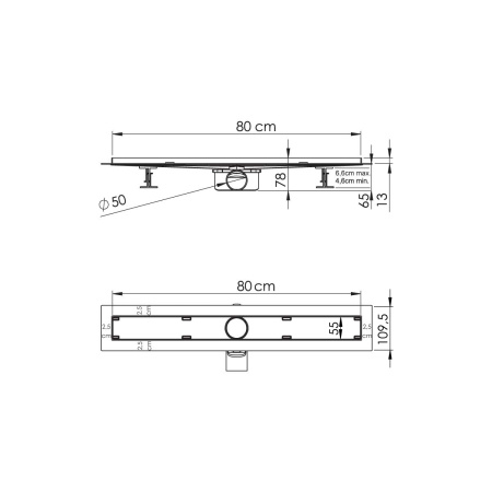 Душевой лоток Vincea SAY ALMIRA -S 602.80.S.U, 80 см, под плитку