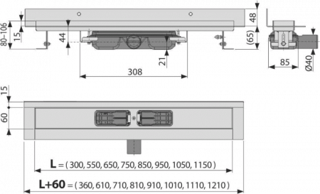 Душевой лоток Alcaplast Wall Low APZ116-1150 без решетки