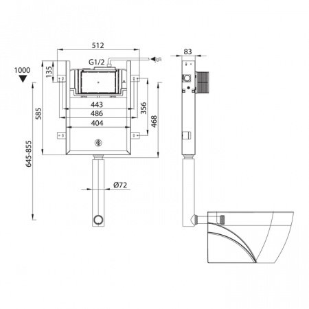 Бачок скрытого монтажа для приставных унитазов Iddis Profix PRO000Ci32
