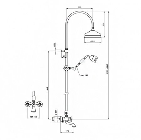 Душевая стойка Webert Ottocento OT721208065 бронза