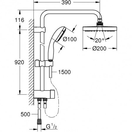 Душевая стойка Grohe New Tempesta System 26452001 хром