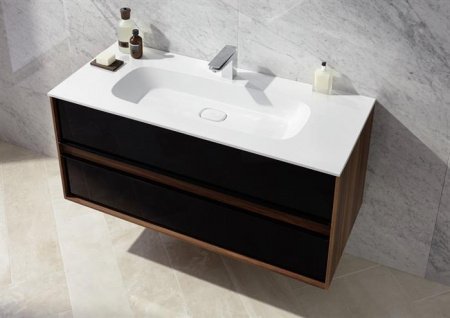 Тумба с раковиной Vitra Metropole 80 подвесная Сливовое дерево Черный